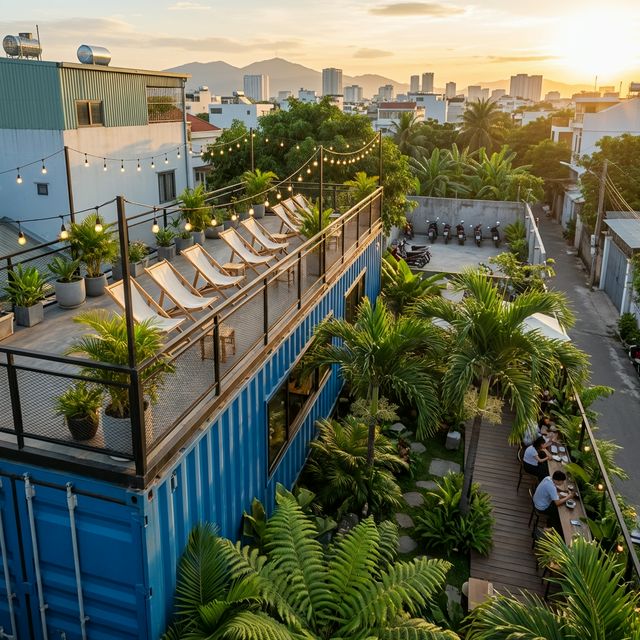 Rooftop AURA SPACE Sa Đéc — view đồng lúa hoàng hôn